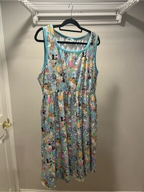 Sleeveless Pastel Balloon Print Midi Dress